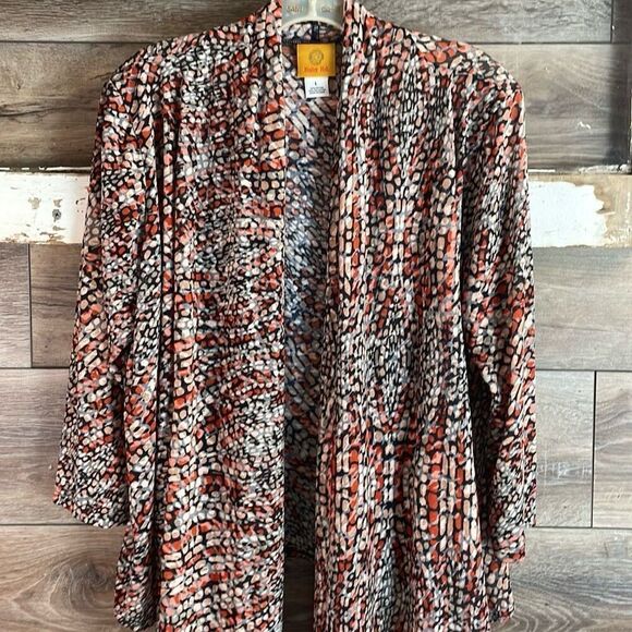 RUBY RD Ladies Lightweight Open Face Asymetrical Fall Color Cardigan Size L - Picture 4 of 6